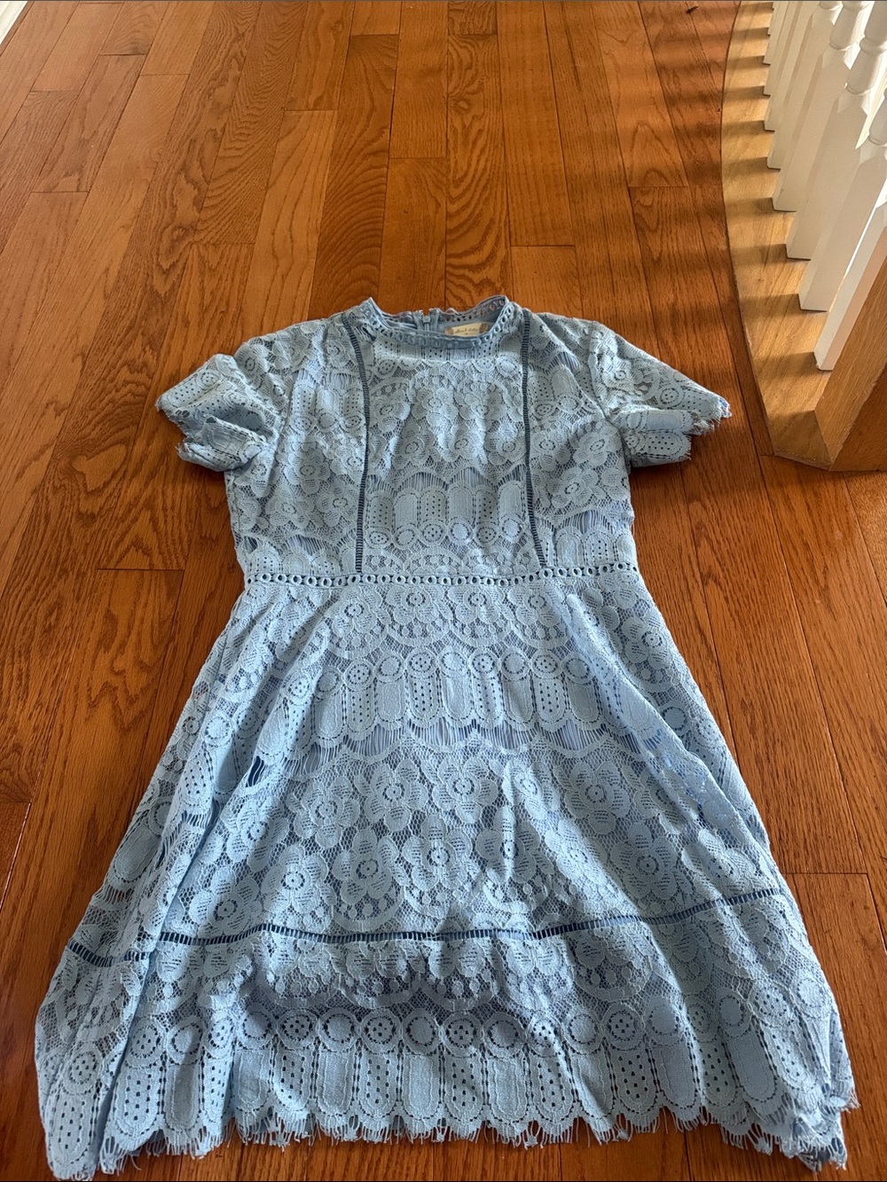 Light Blue Lace Fit-and-Flare Dress